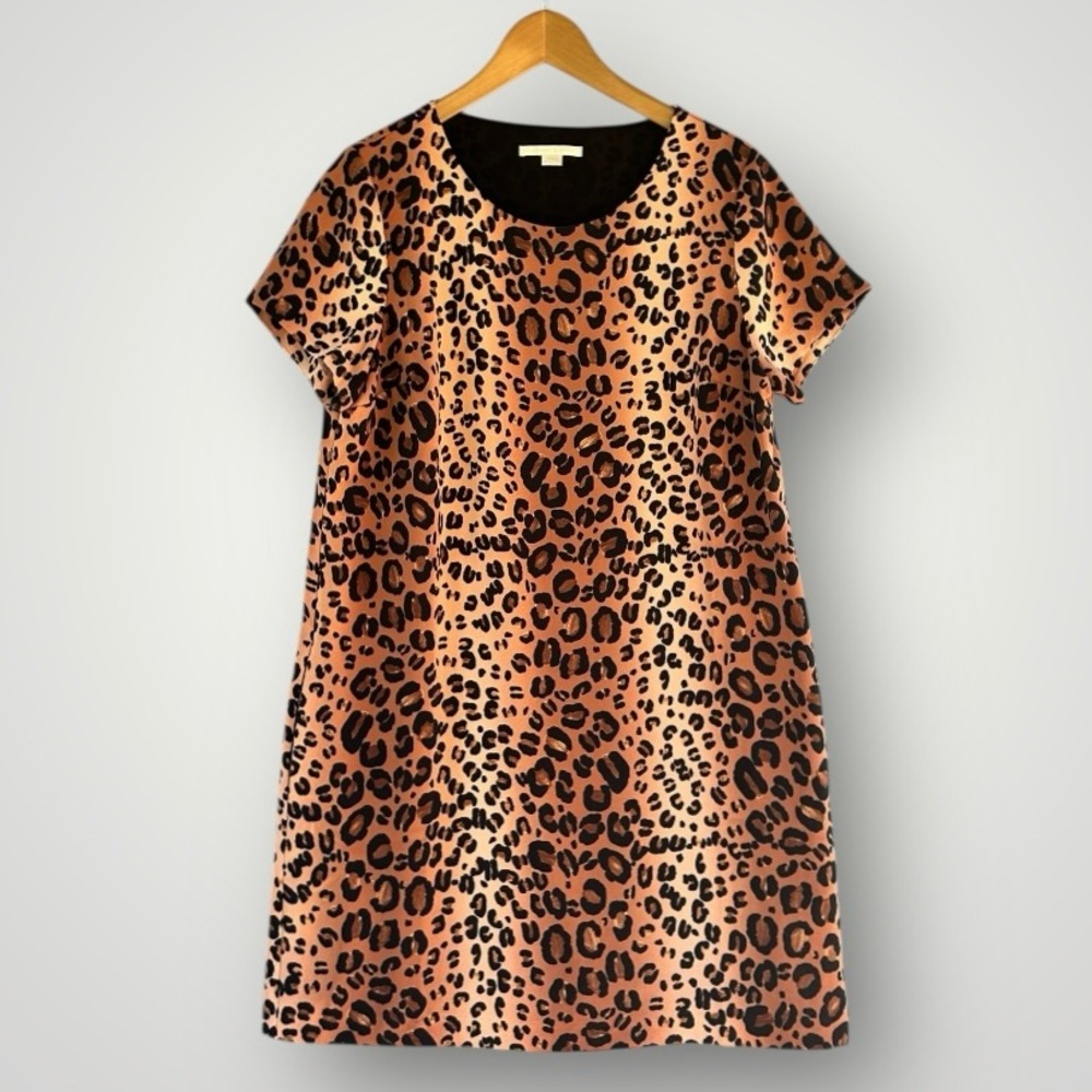 cooper & ella Leopard Print Shift Dress in Tan and Black